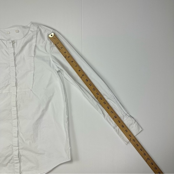 COS Sz 34 Shirt White Collarless Tuxedo Tunic - Picture 6 of 11